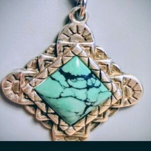 Carolyn Pollack Silver Necklace with Turquoise Green Stone